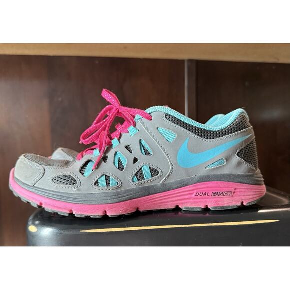 Nike Dual Fusion Run 2 Y5.5 Women’s 7 EU 38 Running Shoes Gray/Blue Hiking - Picture 3 of 7